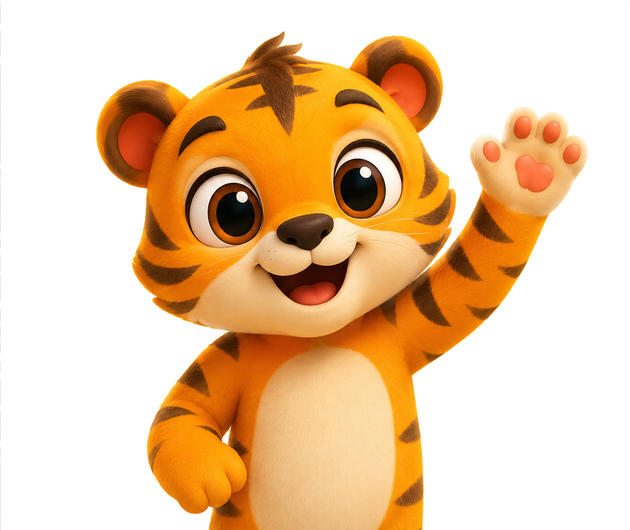 Zippy, Pixley's cartoon tiger, waving